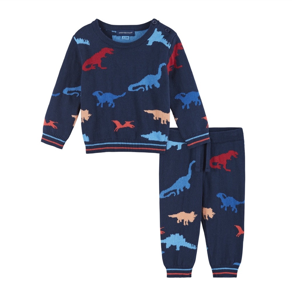 Andy & Evan dinosaur sweater set